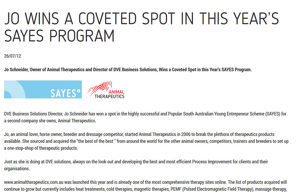 Jo wins a coveted spot in this Year’s SAYES Program